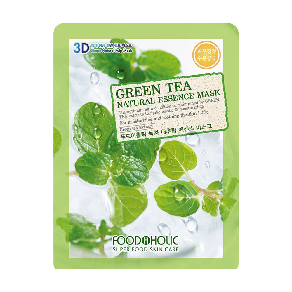 Тканинна 3D-маска для обличчя Food A Holic Natural Essence Mask Green Tea з екстрактом зеленого чаю, 23 г